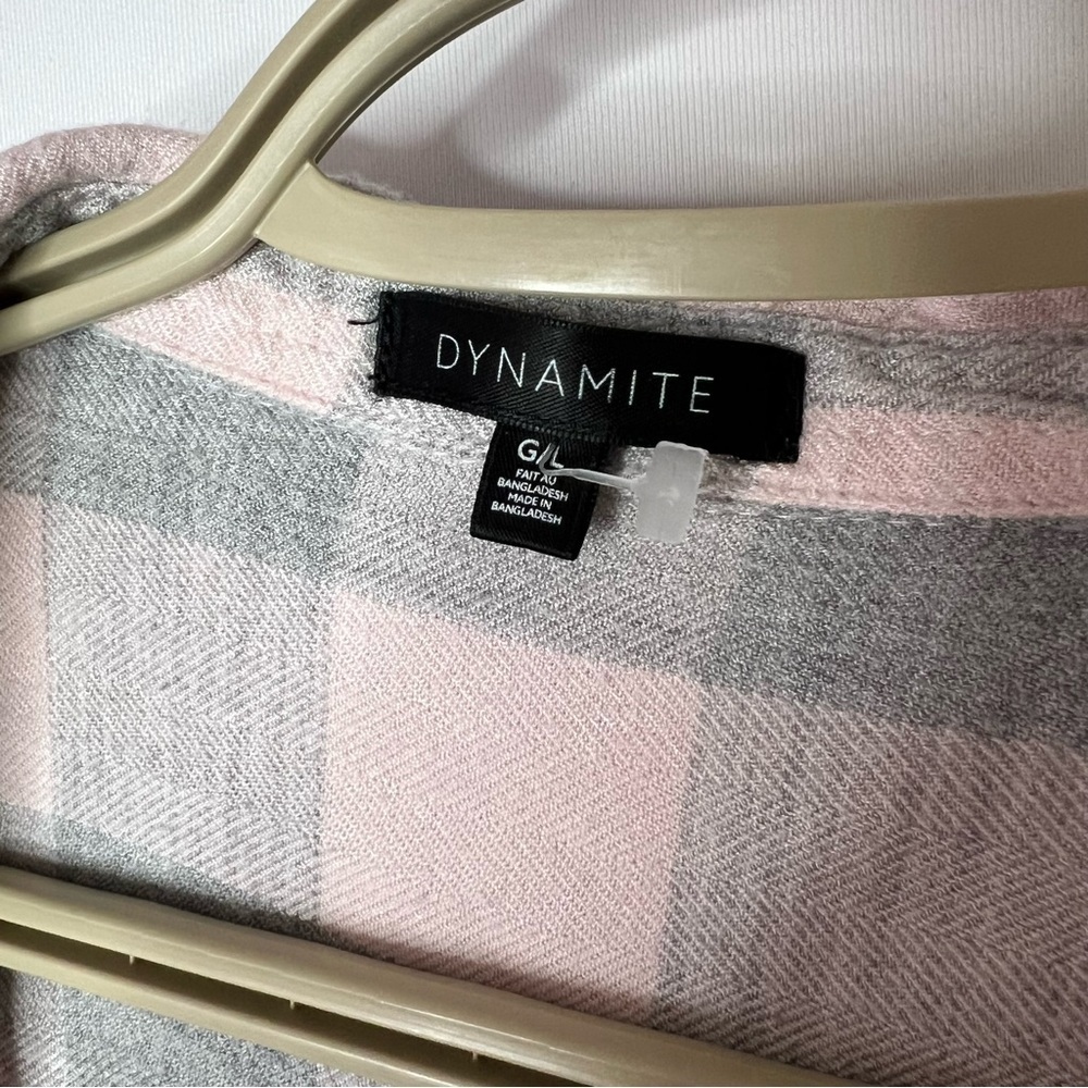 Dynamite Gray and pink Casual Button Down Shirt plaid - Picture 4 of 4